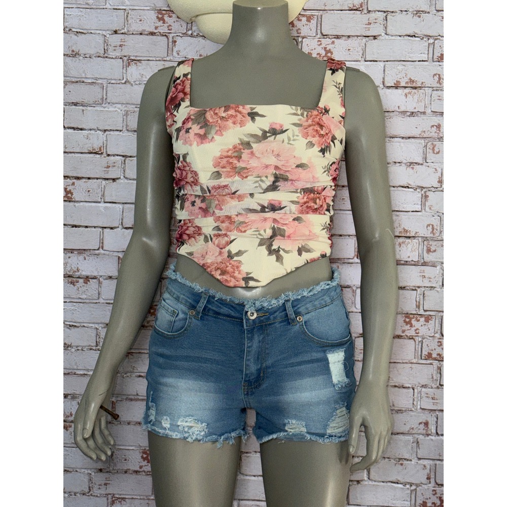 Windsor Blooming Bliss Floral Corset Top Lace Up Back Coquette Bustier Victorian